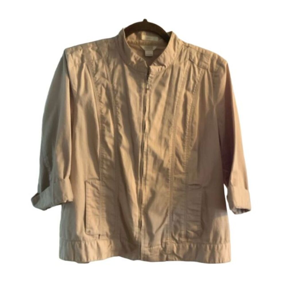 Khaki lightweight zip‎ front jacket size Large